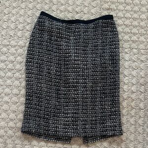 J. Crew Black and Gray Tweed Pencil Skirt
